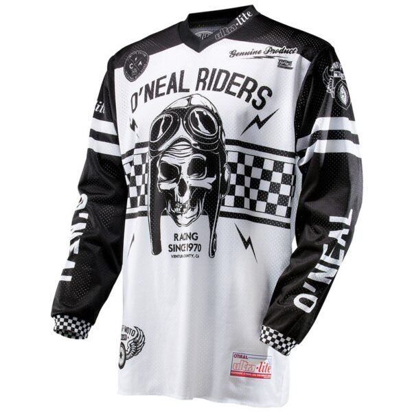 Maillot cross O'Neal ULTRA LITE '70 - BLACK WHITE 2023