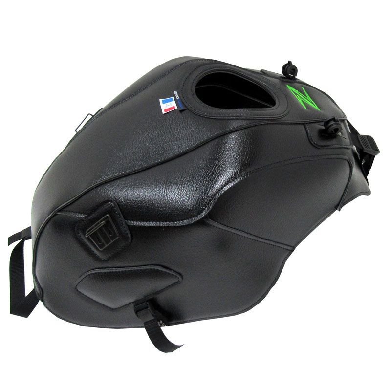 Tapis de réservoir Bagster NOIR MAT GRAINE BRODERIE VERT