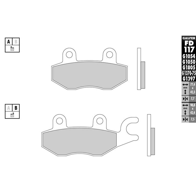 Plaquettes de freins Galfer Sinter Métal Fritté Avant/Arrière (selon modèle)