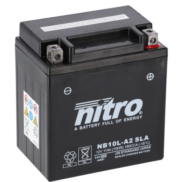 Batterie Nitro NB10L-A2 SLA SLA FERME TYPE ACIDE SANS ENTRETIEN/PRÊTE À L'EMPLOI