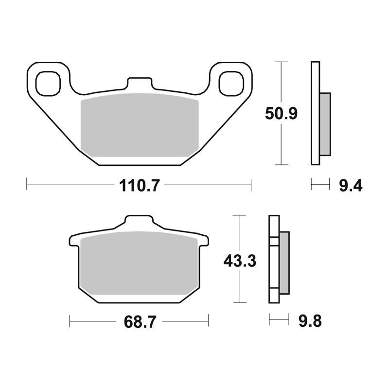 Plaquettes de freins SBS 557HS Sinter Métal Fritté avant/arrière (selon modèle)