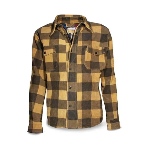 Veste Shirt Check Yellow Leather Man - Dmd