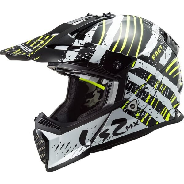 Casque cross LS2 MX437 - FAST EVO - VERVE - BLACK WHITE 2023