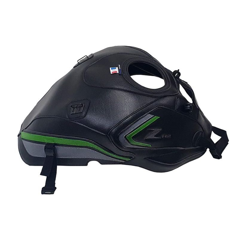 Tapis de réservoir Bagster NOIR/DÉCO ACIER/VERT NACRÉ